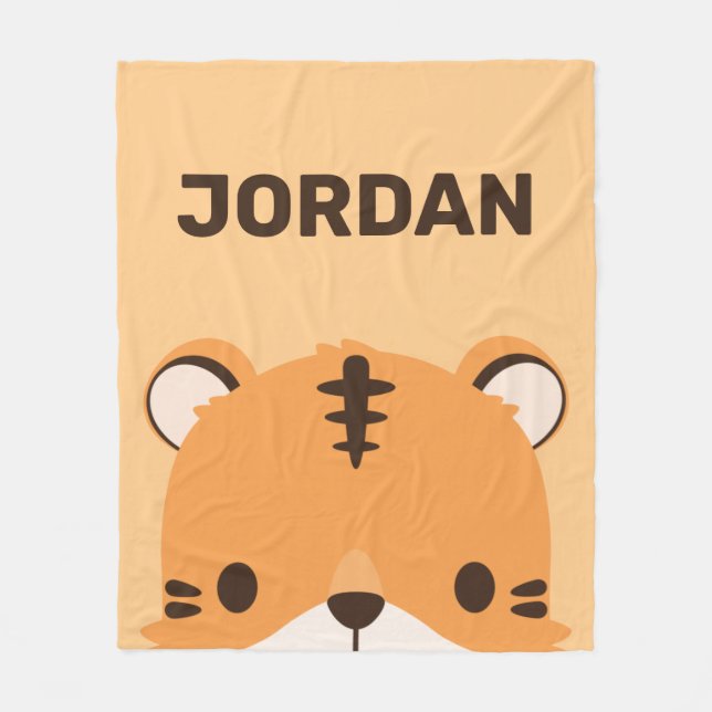 Cute Tiger with Personalized Name Fleece Blanket (Front)