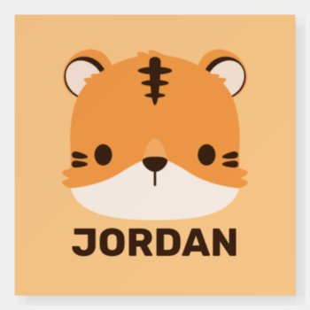 Cute Tiger With Personalized Name Foam Board by chingchingstudio at Zazzle