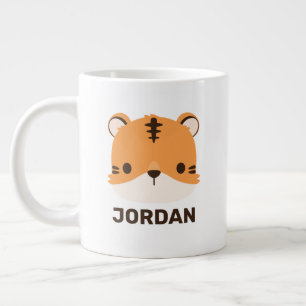 Cute Tiger with Personalized Name Giant Coffee Mug