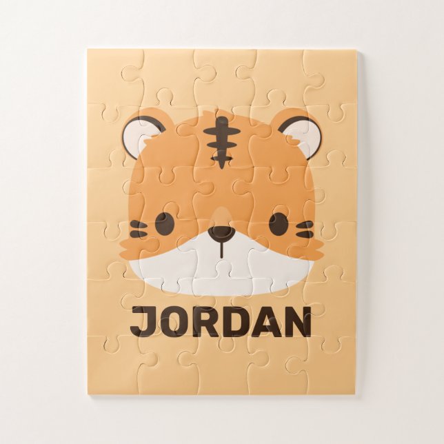 Cute Tiger with Personalized Name  Jigsaw Puzzle (Vertical)