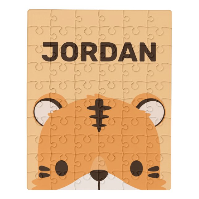 Cute Tiger with Personalized Name Jigsaw Puzzle (Puzzle Vertical)