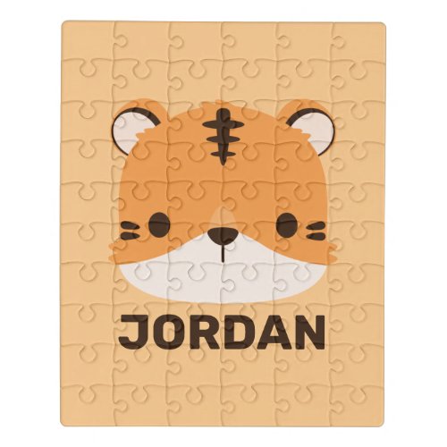 Cute Tiger with Personalized Name Jigsaw Puzzle