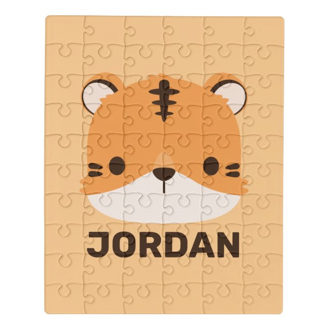 Cute Tiger with Personalized Name Jigsaw Puzzle (Puzzle Vertical)