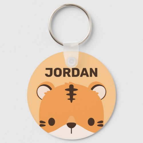 Cute Tiger with Personalized Name Keychain