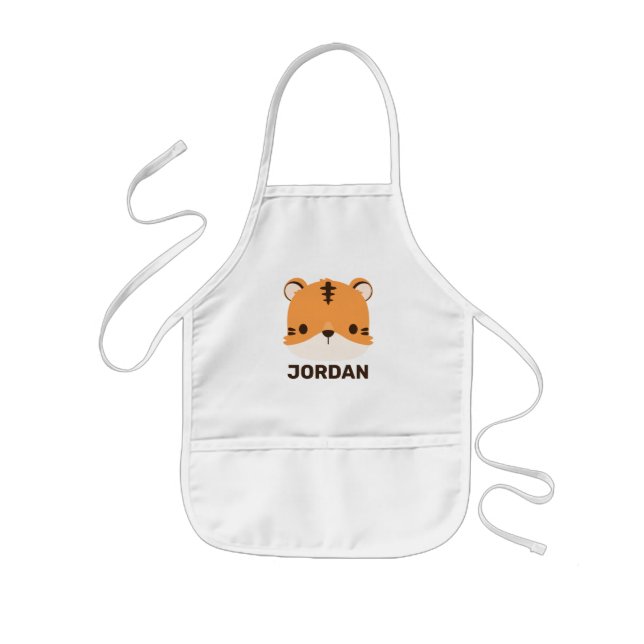 Cute Tiger with Personalized Name Kids' Apron (Front)