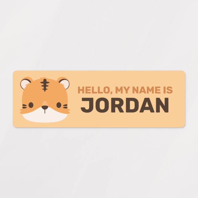 Cute Tiger with Personalized Name Labels (Design 1)
