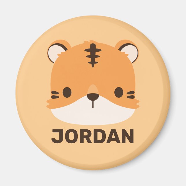 Cute Tiger with Personalized Name Magnet (Front)