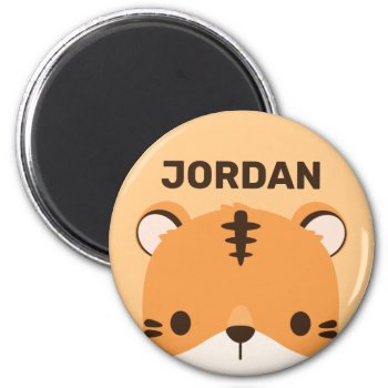 Cute Tiger With Personalized Name Magnet by chingchingstudio at Zazzle