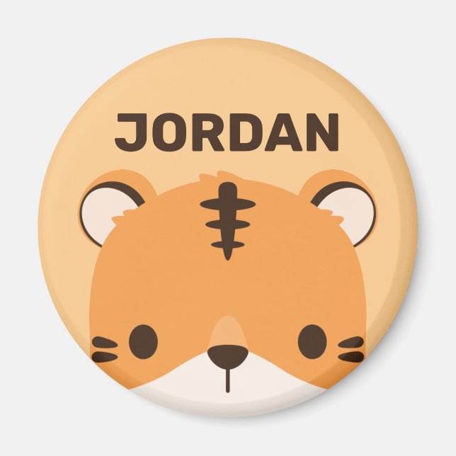 Cute Tiger with Personalized Name Magnet (Front)
