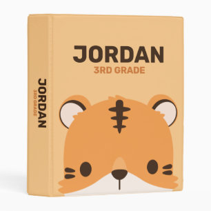 Cute Tiger with Personalized Name Mini Binder