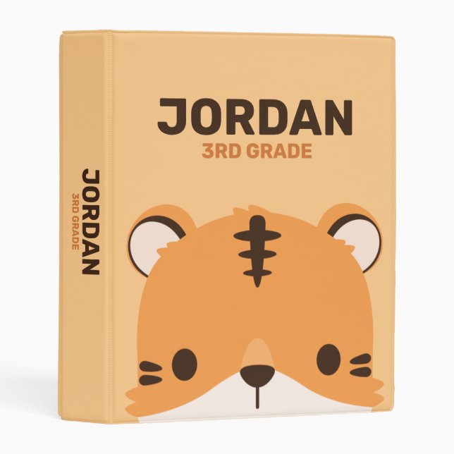 Cute Tiger with Personalized Name Mini Binder (Front/Spine)