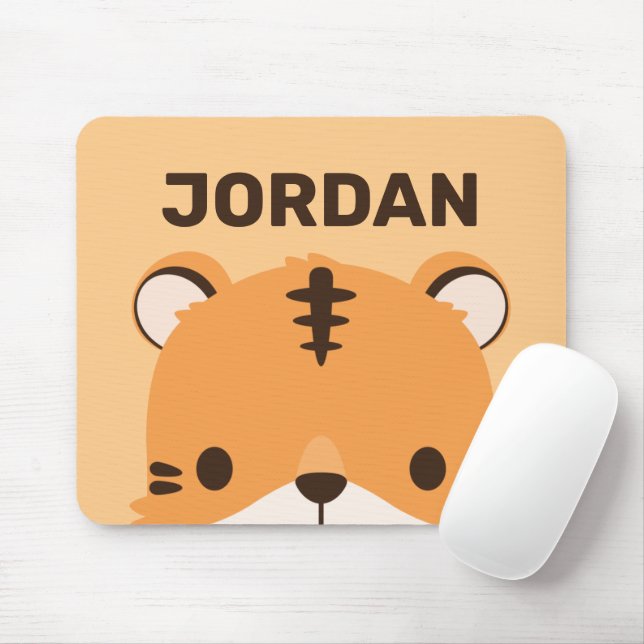 Cute Tiger with Personalized Name Mouse Pad (With Mouse)