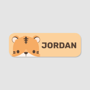 Cute Tiger with Personalized Name Name Tag