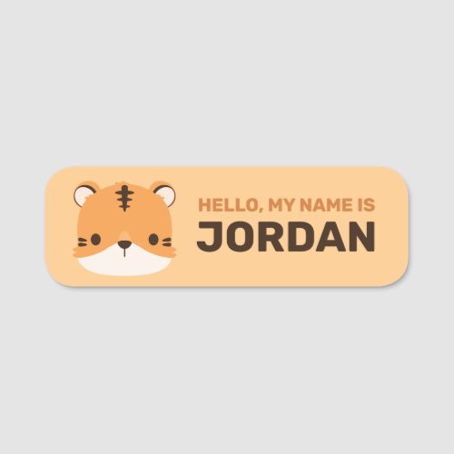 Cute Tiger with Personalized Name Name Tag