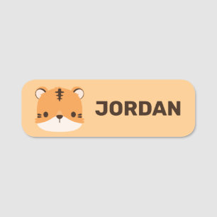 Cute Tiger with Personalized Name Name Tag