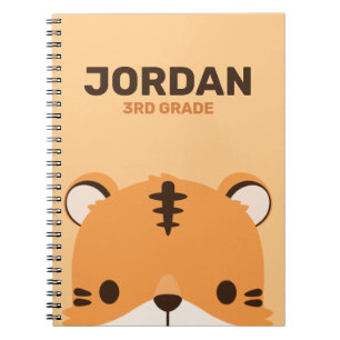 Cute Tiger with Personalized Name Notebook