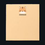 Cute Tiger with Personalized Name Notepad<br><div class="desc">A cute design to brighten up your day.
This design features cute tiger cartoon illustration with personalized name in brown modern sans serif font style on pastel orange background.

Perfect back to school gifts for kids.</div>