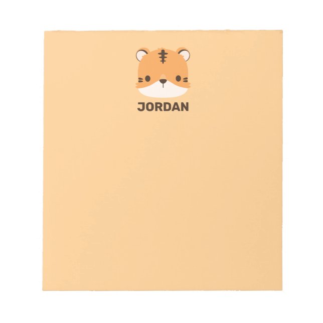 Cute Tiger with Personalized Name Notepad (Front)