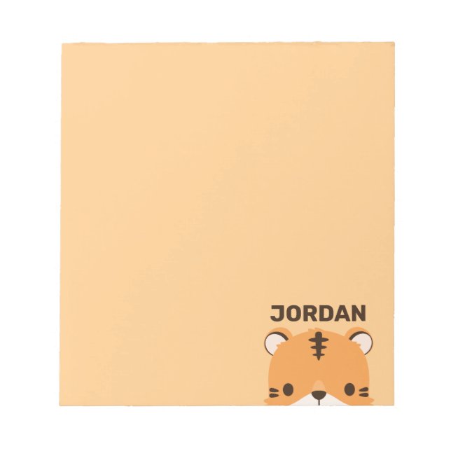 Cute Tiger with Personalized Name Notepad (Front)