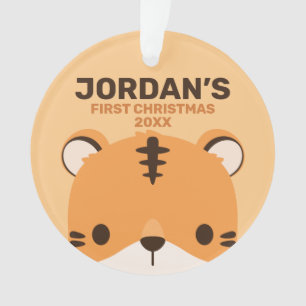 Cute Tiger with Personalized Name Ornament