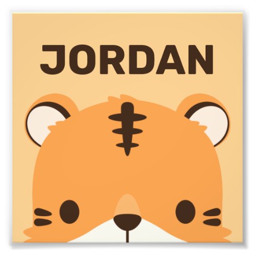 Cute Tiger with Personalized Name Photo Print