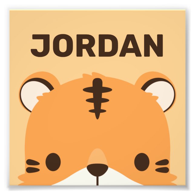 Cute Tiger with Personalized Name Photo Print (Front)
