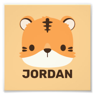 Cute Tiger with Personalized Name Photo Print