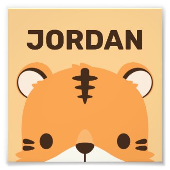 Cute Tiger With Personalized Name Photo Print by chingchingstudio at Zazzle