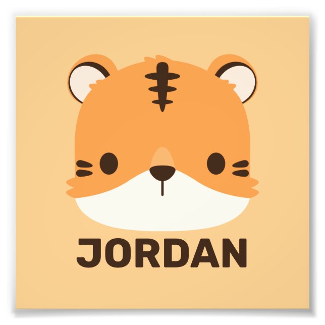 Cute Tiger with Personalized Name  Photo Print (Front)