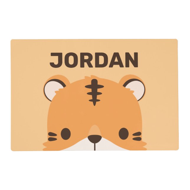 Cute Tiger with Personalized Name Placemat (Front)