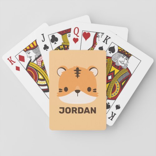 Cute Tiger with Personalized Name Playing Cards