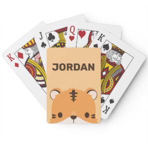 Cute Tiger with Personalized Name Poker Cards