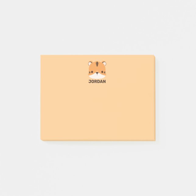Cute Tiger with Personalized Name Post-it Notes (Front)
