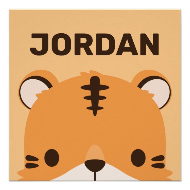 Cute Tiger with Personalized Name Poster (Front)