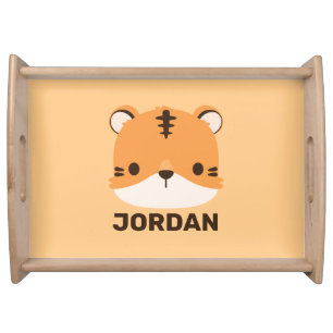 Cute Tiger with Personalized Name Serving Tray