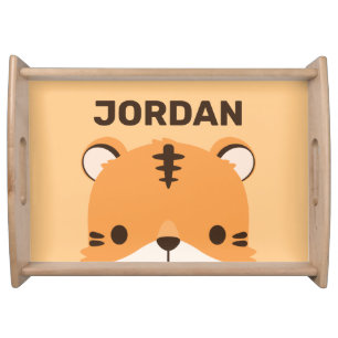 Cute Tiger with Personalized Name Serving Tray