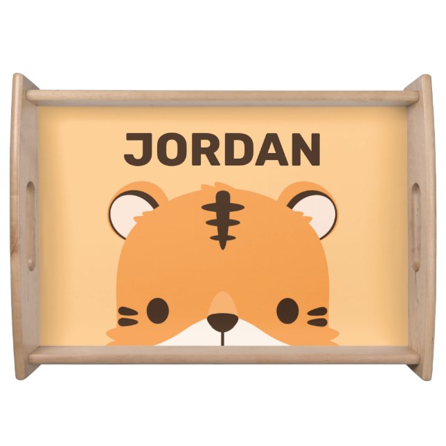 Cute Tiger with Personalized Name Serving Tray (Front)