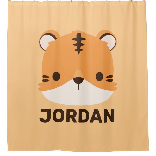 Cute Tiger with Personalized Name Shower Curtain (Front)