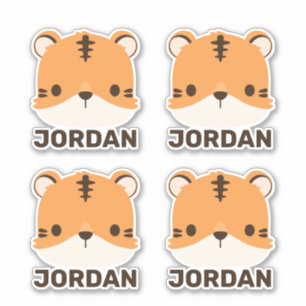 Cute Tiger with Personalized Name Sticker