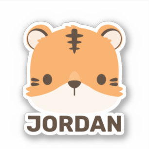Cute Tiger with Personalized Name Sticker
