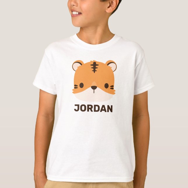 Cute Tiger with Personalized Name T-Shirt (Front)