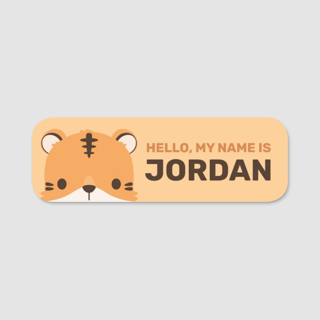 Cute Tiger with Personalized Name Tag (Front)