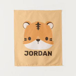 Cute Tiger with Personalized Name Tapestry