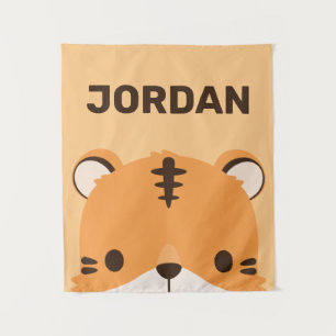 Cute Tiger with Personalized Name Tapestry