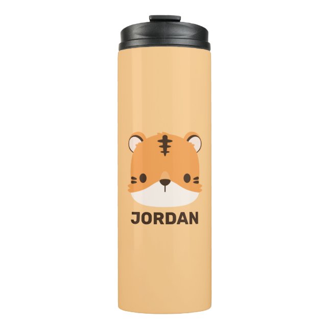 Cute Tiger with Personalized Name Thermal Tumbler (Front)