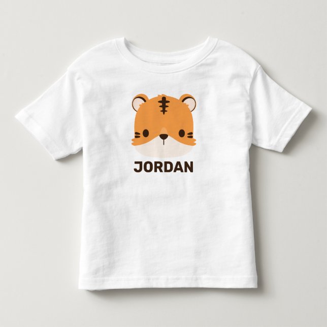 Cute Tiger with Personalized Name Toddler T-shirt (Front)