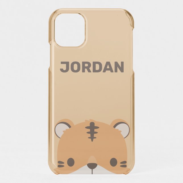 Cute Tiger with Personalized Name Uncommon iPhone Case (Back)