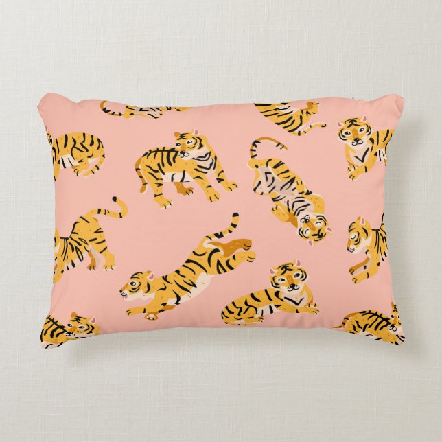 Cute tigers seamless pattern accent pillow (Front)