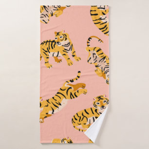Cute tigers seamless pattern bath towel