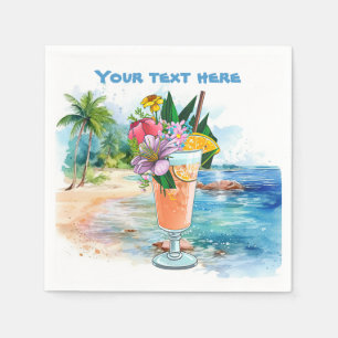 Cute tiki Cocktail add text Napkins